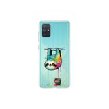 Samsung Galaxy A71 ile Uyumlu Splash Tembel Hayvan Tasarımlı Slimfit Şeffaf Silikon Kılıf