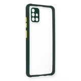 Samsung Galaxy A71 Kılıf Miami Şeffaf Silikon - Koyu Yeşil-(5796)