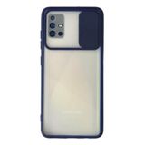 Samsung Galaxy A71 Kılıf Palm Buzlu Kamera Sürgülü Silikon - Lacivert-(5796)