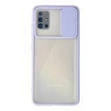 Samsung Galaxy A71 Kılıf Palm Buzlu Kamera Sürgülü Silikon - Lila-(5796)
