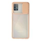 Samsung Galaxy A71 Kılıf Palm Buzlu Kamera Sürgülü Silikon - Pembe-(5796)