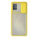 Samsung Galaxy A71 Kılıf Palm Buzlu Kamera Sürgülü Silikon - Sarı-(5796)