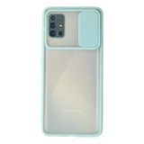 Samsung Galaxy A71 Kılıf Palm Buzlu Kamera Sürgülü Silikon - Turkuaz-(5796)