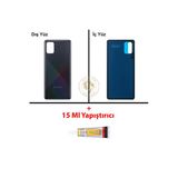 Samsung Galaxy A71 Siyah Renk Uyumlu Arka Kapak + B7000 Yapıştırıcı Arka Cam Batarya Kapağı Pil Kapağı Lazer Kesim Back Cover Galaxy A71 Uyumlu