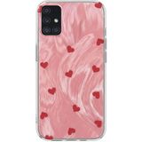 Samsung Galaxy A71 Uyumlu Kılıf Zebana Pink Heart Silikon Kılıf Kırmızı