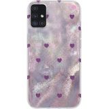 Samsung Galaxy A71 Uyumlu Kılıf Zebana Pink Heart Silikon Kılıf Lila