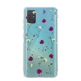 Samsung Galaxy A71 Uyumlu Lüx Desenli Şeffaf Silikon Kılıf morçiçekler