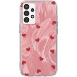 Samsung Galaxy A72 Uyumlu Kılıf Zebana Pink Heart Silikon Kılıf Kırmızı