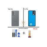Samsung Galaxy A73 Gri Renk Uyumlu Lensli Arka Kapak + Tamir Seti + B7000 Yapıştırıcı Arka Cam Batarya Kapağı Pil Kapağı Lazer Kesim Back Cover Galaxy A73 Uyumlu