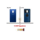 Samsung Galaxy A8 2018 A530 Mavi Renk Uyumlu Arka Kapak + B7000 Yapıştırıcı Arka Cam Batarya Kapağı Pil Kapağı Lazer Kesim Back Cover Galaxy A8 2018 Uyumlu