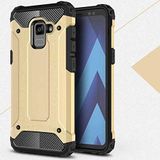Samsung Galaxy A8 2018 ile uyumlu Çİft Katman Koruyucu Crash Military Tank Kılıf - Gold
