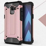 Samsung Galaxy A8 2018 ile uyumlu Çİft Katman Koruyucu Crash Military Tank Kılıf - Rose Gold
