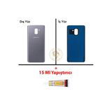 Samsung Galaxy A8 Plus 2018 A730 Orkide Gri Renk Uyumlu Arka Kapak + B7000 Yapıştırıcı Arka Cam Batarya Kapağı Pil Kapağı Lazer Kesim Back Cover Galaxy A8 Plus Uyumlu