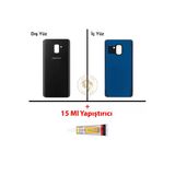 Samsung Galaxy A8 Plus 2018 A730 Siyah Renk Uyumlu Arka Kapak + B7000 Yapıştırıcı Arka Cam Batarya Kapağı Pil Kapağı Lazer Kesim Back Cover Galaxy A8 Plus Uyumlu