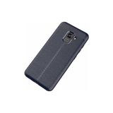 Samsung Galaxy A8 Plus 2018 Kılıf Uzun Ömürlü ve Dayanıklı Dermiq Premium Esnek Lüks Silikon Kapak - Midnight Blue