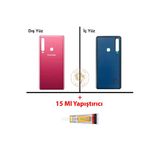 Samsung Galaxy A9 2018 A920 Pembe Renk Uyumlu Arka Kapak + B7000 Yapıştırıcı Arka Cam Batarya Kapağı Pil Kapağı Lazer Kesim Back Cover Galaxy A9 2018 Uyumlu