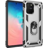 Samsung Galaxy A91 / S10 Lite Kılıf Sofya Yüzüklü Silikon Kapak - Gümüş-(5796)