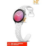 Samsung Galaxy Active 2 40 / 44MM Uyumlu Leopar Desenli Silikon Kordon 20 mm - Samsung Watch Active 2 40 / 44mm - Beyaz