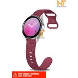 Samsung Galaxy Active 2 40 / 44MM Uyumlu Leopar Desenli Silikon Kordon 20 mm - Samsung Watch Active 2 40 / 44mm - Bordo