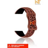 Samsung Galaxy Active 2 40 / 44MM Uyumlu Leopar Desenli Silikon Kordon 20 mm - Samsung Watch Active 2 40 / 44mm - Kiremit