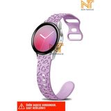 Samsung Galaxy Active 2 40 / 44MM Uyumlu Leopar Desenli Silikon Kordon 20 mm - Samsung Watch Active 2 40 / 44mm - Lila