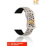 Samsung Galaxy Active 2 40 / 44MM Uyumlu Leopar Desenli Silikon Kordon 20 mm - Samsung Watch Active 2 40 / 44mm - Siyah - Bej