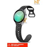 Samsung Galaxy Active 2 40 / 44MM Uyumlu Leopar Desenli Silikon Kordon 20 mm - Samsung Watch Active 2 40 / 44mm - Siyah