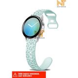 Samsung Galaxy Active 2 40 / 44MM Uyumlu Leopar Desenli Silikon Kordon 20 mm - Samsung Watch Active 2 40 / 44mm - Su Yeşili