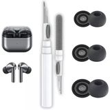 Samsung Galaxy Buds3 Pro / Buds4 Pro Uyumlu Üç Boyut Premium Silikon Kulaklık Uçları (S,M,L) Ve 3'Ü 1 Arada Bluetooth Kulaklık Temizleme Kalemi Seti (Siyah)
