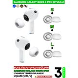 Samsung Galaxy Buds3 Pro Uyumlu Üç Boyut Premium Yedek Silikon Kulaklık Uçları (S, M, L) - Beyaz