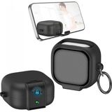 Samsung Galaxy Buds4 ve Buds4 Pro Uyumlu Güvenlik Kilitli Telefon Standı Fonksiyonlu Premium Kulaklık Kılıfı (Siyah)
