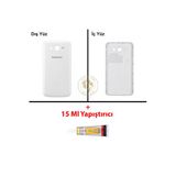 Samsung Galaxy Grand 2 G7106 Beyaz Renk Uyumlu Arka Kapak + B7000 Yapıştırıcı Arka Cam Batarya Kapağı Pil Kapağı Lazer Kesim Back Cover Galaxy Grand 2 Uyumlu