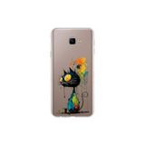 Samsung Galaxy J4 Core ile Uyumlu Splash Kedi Tasarımlı Slimfit Şeffaf Silikon Kılıf