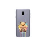Samsung Galaxy J4 ile Uyumlu Splash Kapibara Tasarımlı Slimfit Şeffaf Silikon Kılıf