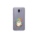 Samsung Galaxy J4 ile Uyumlu Splash Kirpi Tasarımlı Slimfit Şeffaf Silikon Kılıf