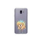 Samsung Galaxy J4 ile Uyumlu Splash Köpek Tasarımlı Slimfit Şeffaf Silikon Kılıf