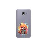 Samsung Galaxy J4 ile Uyumlu Splash Tilki Tasarımlı Slimfit Şeffaf Silikon Kılıf