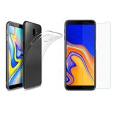 Samsung Galaxy J4 Ince Seffaf Esnek Silikon Kilif + Kirilmaz Cam