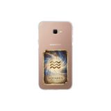 Samsung Galaxy J4+ Plus ile Uyumlu Burç Kartları Kova Tasarımlı Şeffaf Silikon Kılıf