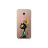Samsung Galaxy J4+ Plus ile Uyumlu Splash Kedi Tasarımlı Şeffaf Silikon Kılıf