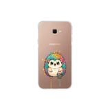 Samsung Galaxy J4+ Plus ile Uyumlu Splash Kirpi Tasarımlı Şeffaf Silikon Kılıf