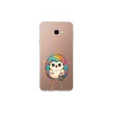 Samsung Galaxy J4+ Plus ile Uyumlu Splash Kirpi Tasarımlı Slimfit Şeffaf Silikon Kılıf