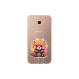 Samsung Galaxy J4+ Plus ile Uyumlu Splash Tilki Tasarımlı Şeffaf Silikon Kılıf
