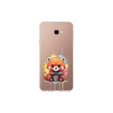 Samsung Galaxy J4+ Plus ile Uyumlu Splash Tilki Tasarımlı Slimfit Şeffaf Silikon Kılıf