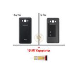 Samsung Galaxy J5 2016 J510 Siyah Renk Uyumlu Arka Kapak + B7000 Yapıştırıcı Arka Cam Batarya Kapağı Pil Kapağı Lazer Kesim Back Cover Galaxy J5 2016 Uyumlu