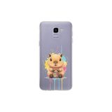 Samsung Galaxy J6 ile Uyumlu Splash Kapibara Tasarımlı Slimfit Şeffaf Silikon Kılıf