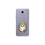 Samsung Galaxy J6 ile Uyumlu Splash Kirpi Tasarımlı Slimfit Şeffaf Silikon Kılıf
