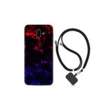 Samsung Galaxy J6 Plus ile Uyumlu Kılıf Silikon Desen Boyun Askılı Blue Red Fire 1637