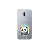 Samsung Galaxy J6+ Plus ile Uyumlu Splash Panda Tasarımlı Şeffaf Silikon Kılıf