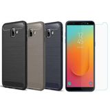Samsung Galaxy J6 Plus Kilif Karbon Fiber Silikon Kapak + Nano Cam
